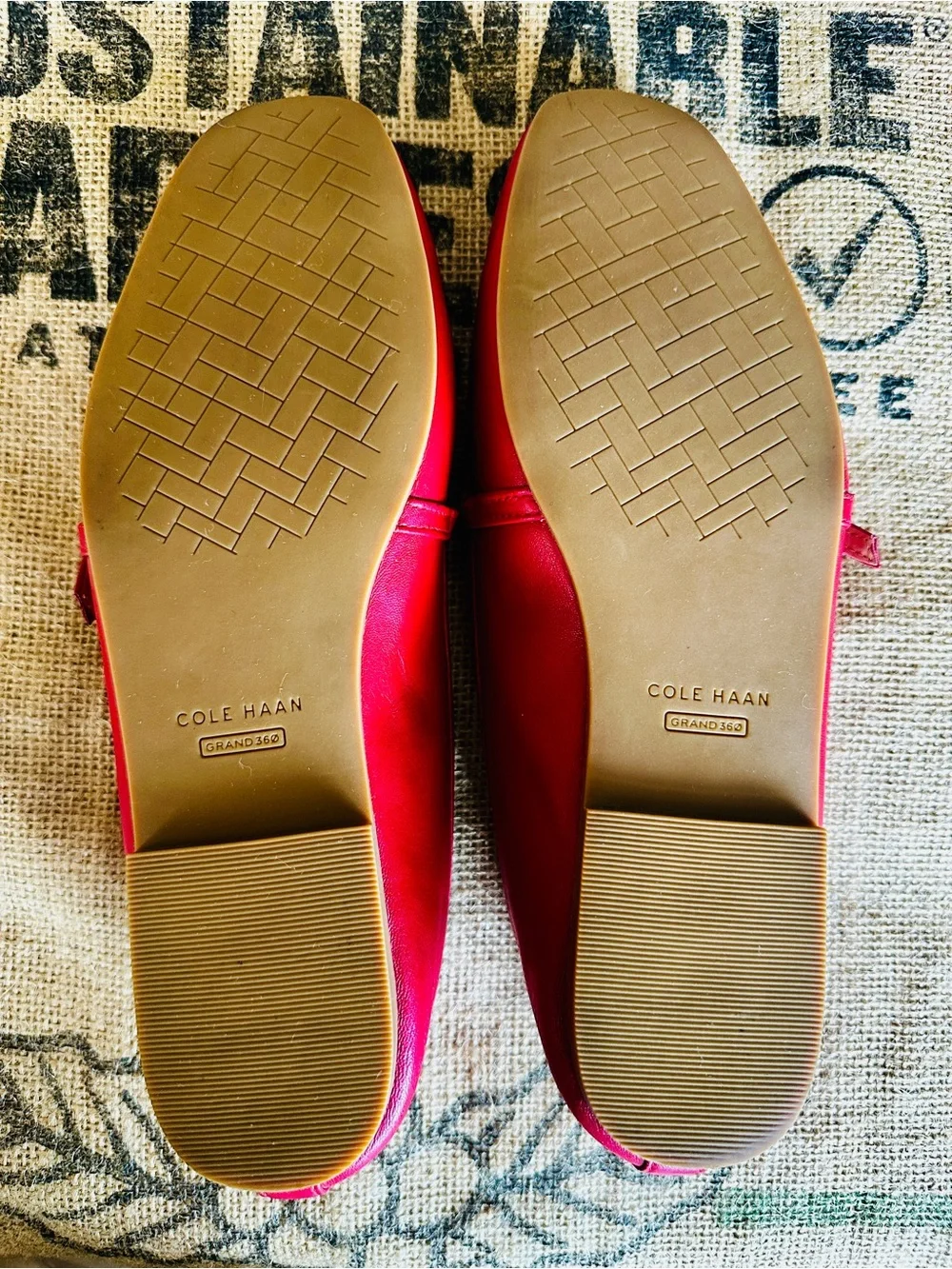 COLE HAAN Women’s Red Mary Jane LEATHER Ballet Flats